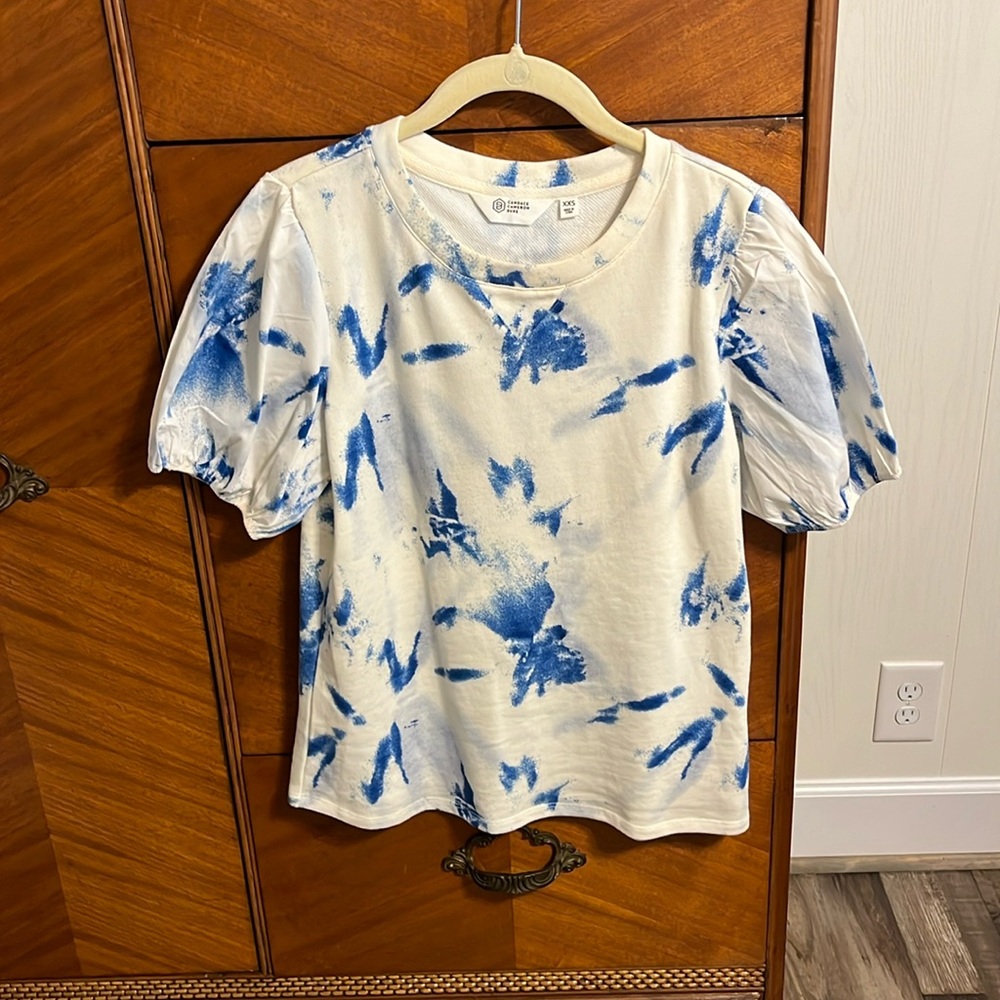 Candace Cameron Bure French Terry Puff Sleeve Top Size XXS